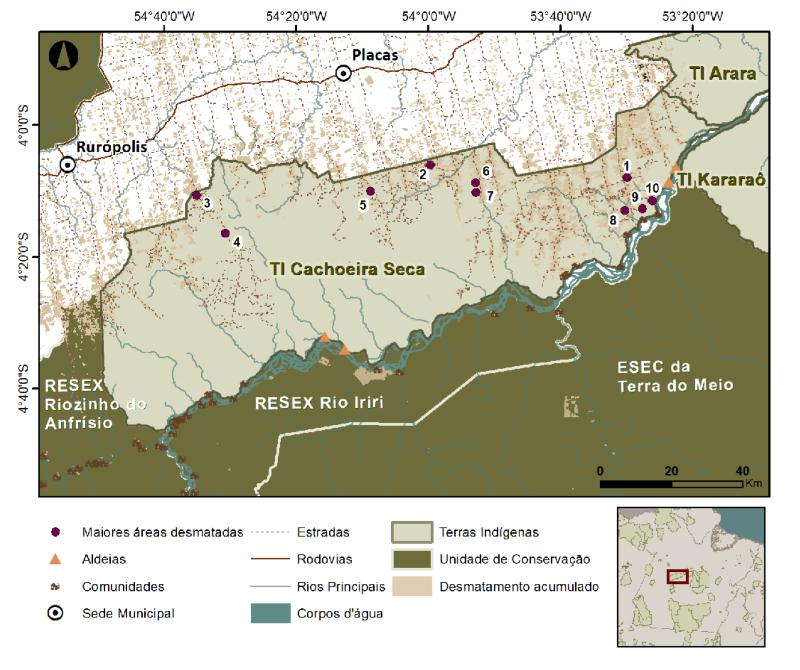 desmatamento na terra indígena cachoeira seca
