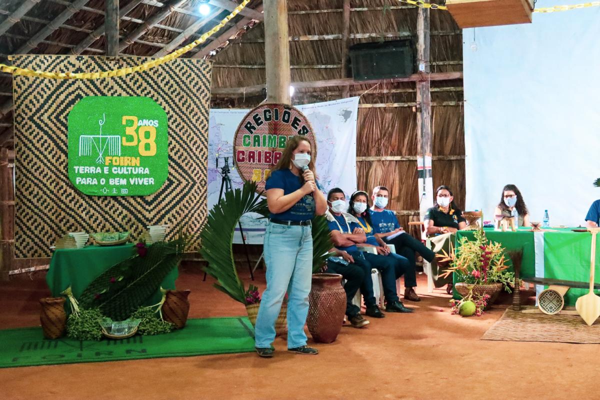 Ana Letícia, representante do ISA/PRN no evento de 38 anos da Foirn