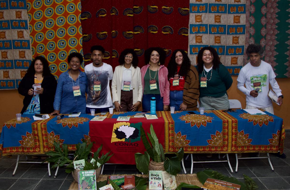 Lorrayne Silva, do Quilombo André Lopes, fez a mediação junto com Vaniely dos Anjos Santos Dias, do Quilombo São Pedro, das falas das jovens lideranças Misael Henrique Rodrigues Dos Santos, do Quilombo Galvão; Ana Laura Donato dos Santos, do Quilombo Porto Velho; Letícia Ester França, do Quilombo São Pedro; e Niceia Santos, do Quilombo Maria Rosa