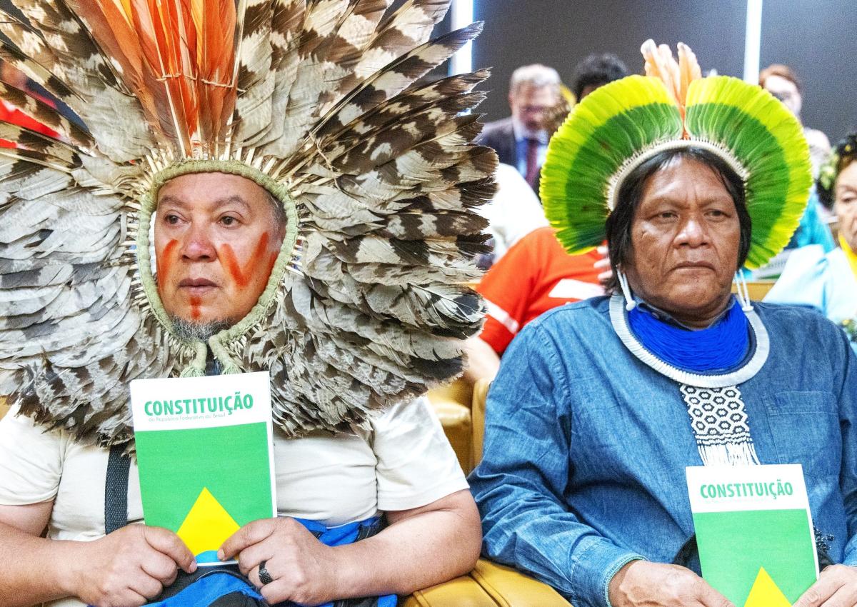 Kretã Kaigang e Kokoró Mekragnotire acompanham primeiro dia do julgamento sobre a Ferrogrão | Antônio Augusto | STF