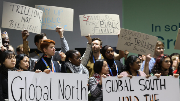 Protesto de ambientalistas na COP 29, em Baku, Azerbaijão, em 2024 | Kiara Worth / UN Climate Change